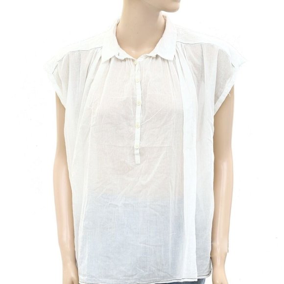 Zadig & Voltaire Ivory Kimono Tunic Top Cotton Oversized Solid Shirt M - Picture 2 of 4